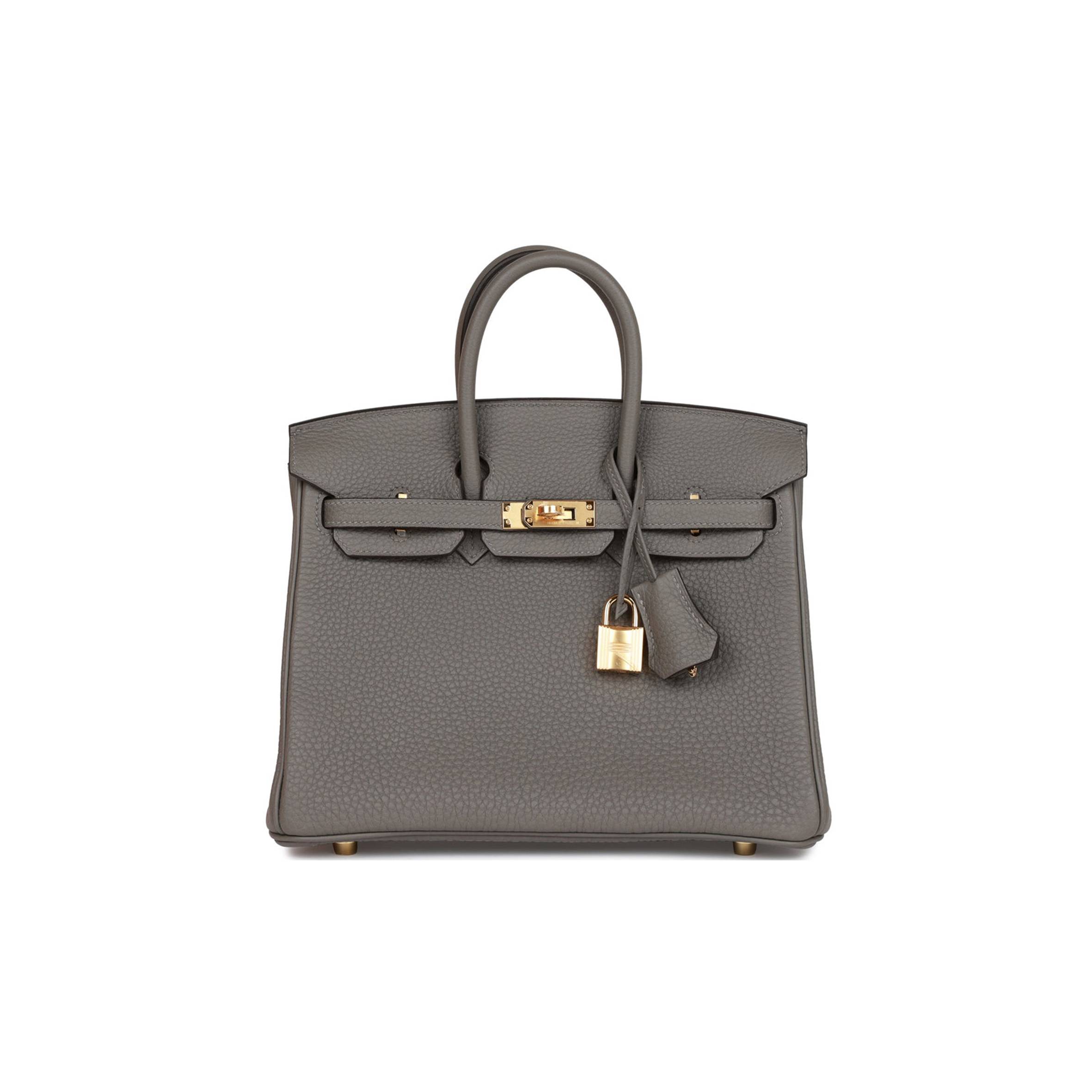 H**me5 BIRKIN 25 GRIS MEYER TOGO GOLD HARDWARE HANDMADE  (25cm) Master Quality